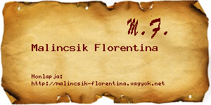 Malincsik Florentina névjegykártya